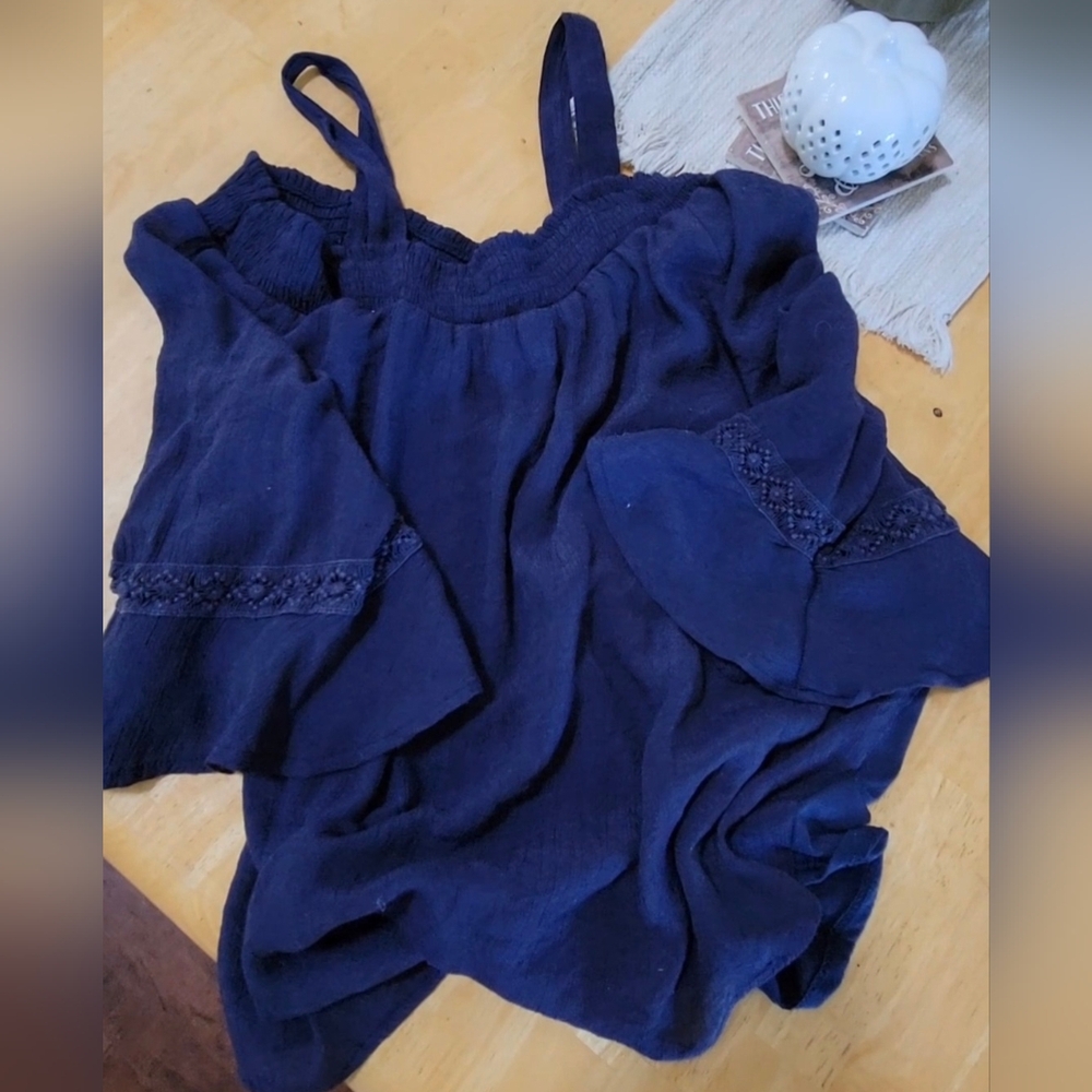 Navy Blue Off Shoulder Women's Top